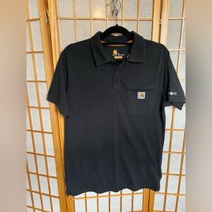 Carhartt Force Black  Relaxed Fit Polo Shirt, with collar,  Pocket Logo Size M